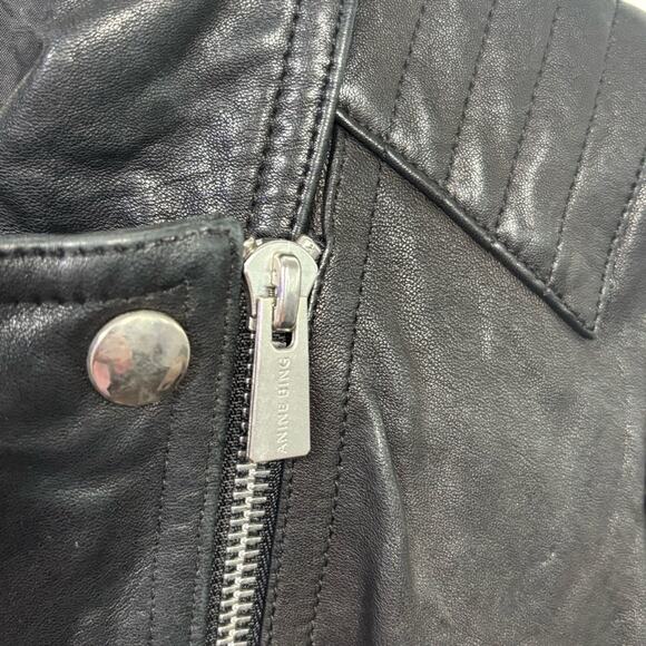 Anine Bing Grainy Leather Belted Biker Moto Jacket Small S - Picture 6 of 8